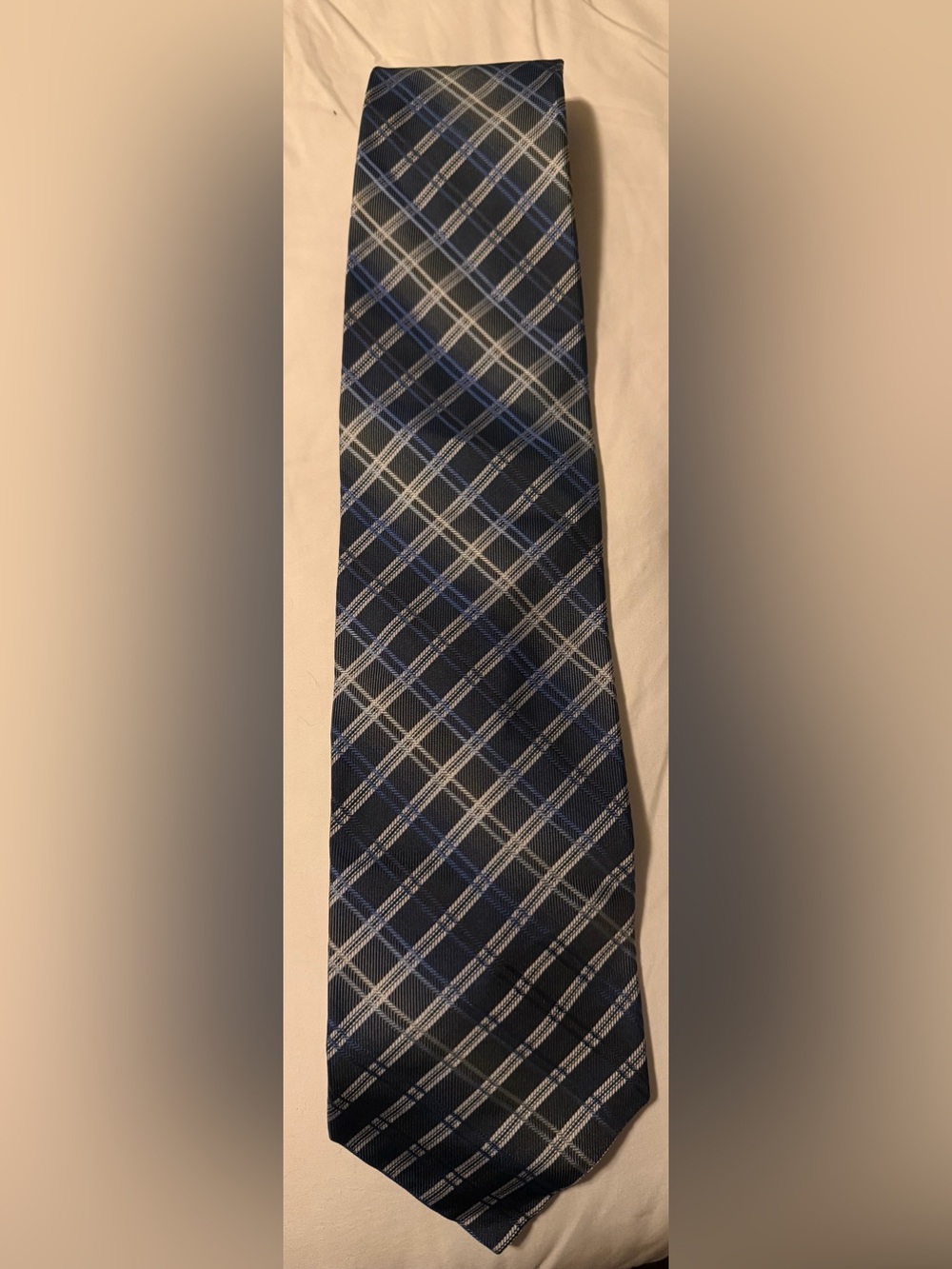 Classic Navy Plaid Tie with Blue & Gray Windowpane